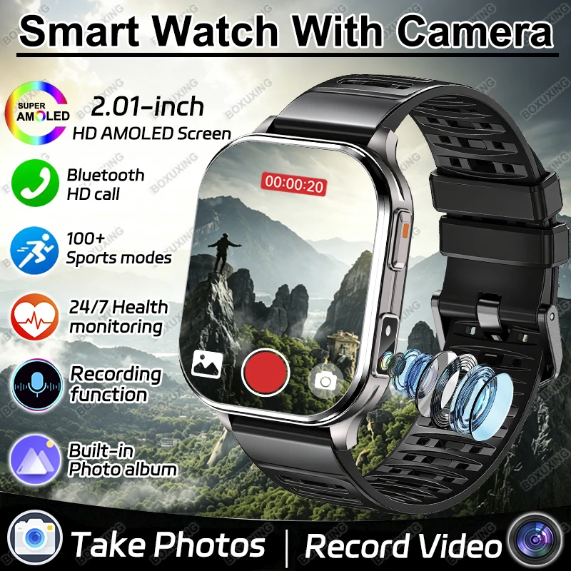 New Camera Smartwatches Men Women Photos Record Video Health Sports Fitness Waterproof Call Recording Smartwatch For iOS Android