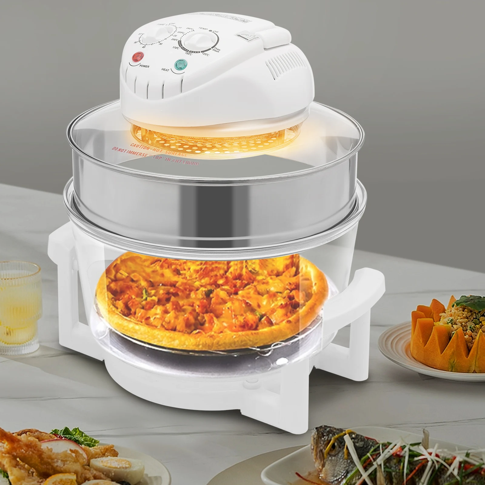 

12L Air Fryer Glass Infrared Convection Oven Roaster Glass 360° Heating Cooker for Home Kitchens, Restaurants, Family Gatherings