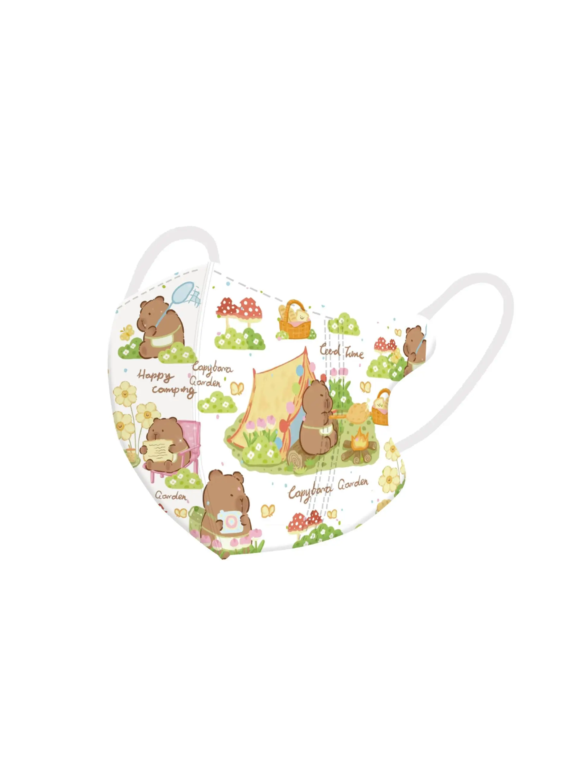 Adorable Printed Capybara 3D Breathable Children's Mask Three Layer Independent Packaging Protective Face Mask for Kids