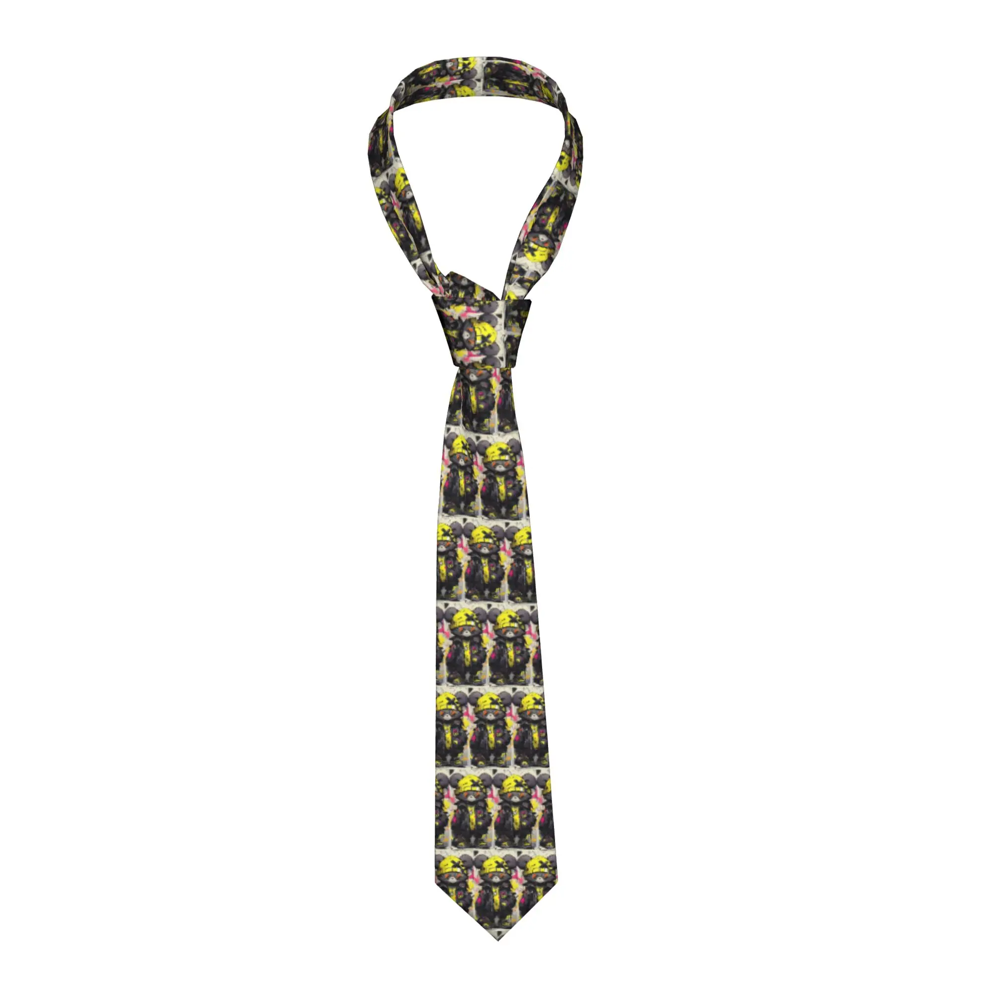 Formal Graffiti Bear  Kawaii Neck Tie Men Silk Originality Neckties for Business Cravat