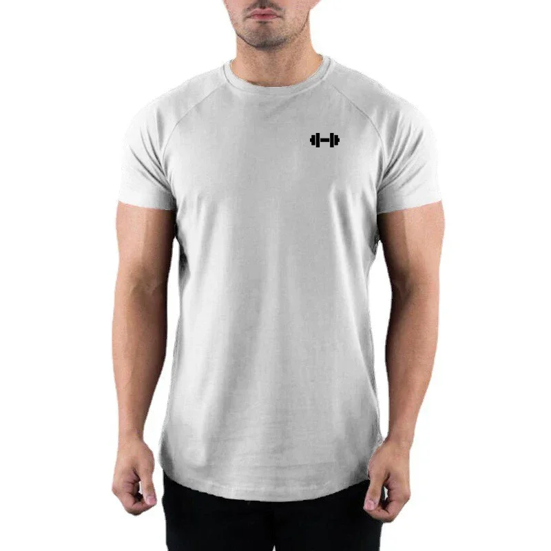 Mens Fitness Casual Short Sleeve T-Shirts Summer Milk Silk Quick Dry Slim Fit Shirts Gym Bodybuilding Workout Muscle Clothing