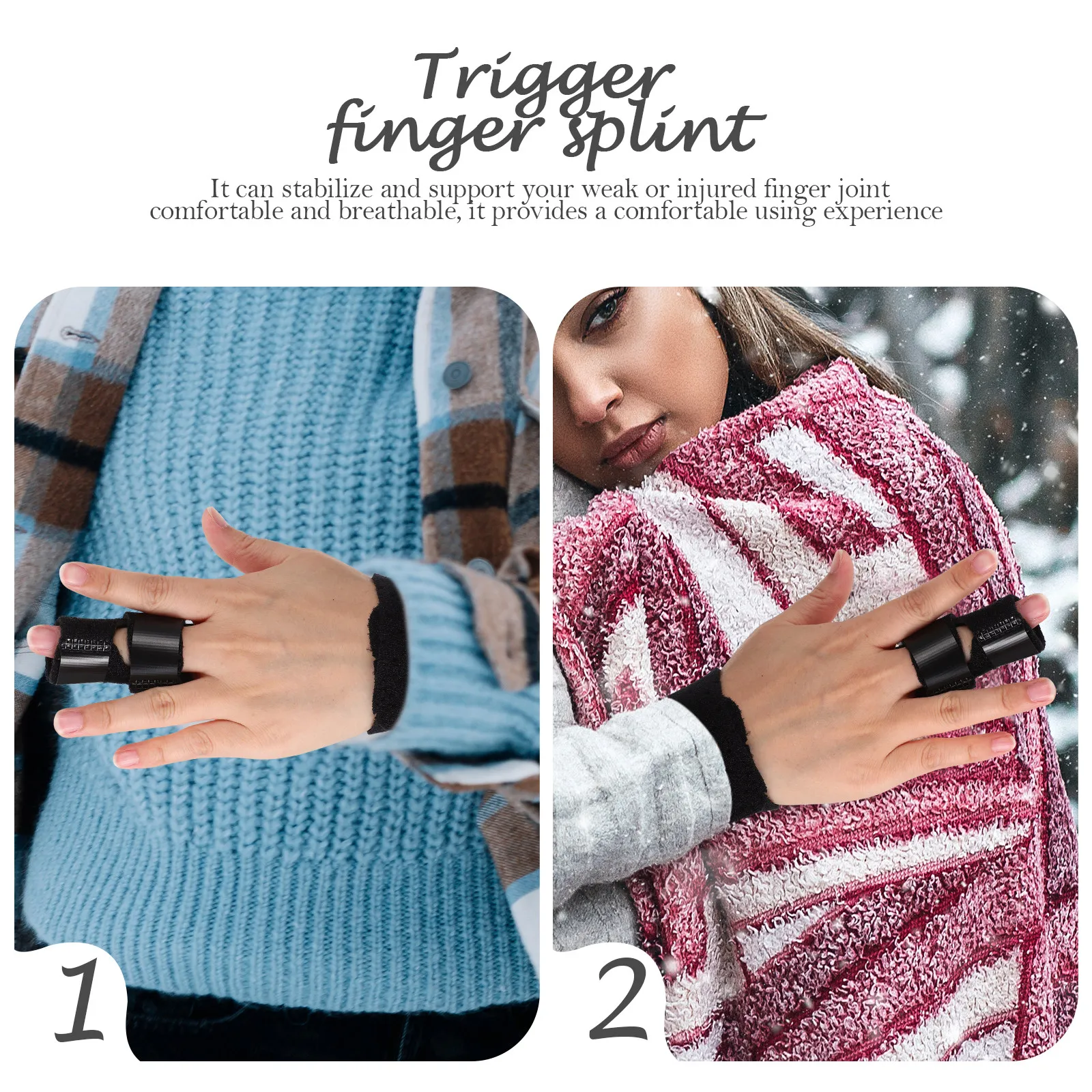 

Finger Splint with Steel Support Stabilize Injured Joint Post Surgery Sprain Protection Non Restrictive Movement Finger Brace