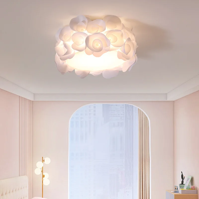 Imagem -03 - Romântico Branco Petal Lâmpadas de Teto Lâmpada de Quarto Quente Simples Modern Girl Room Decor Quarto das Crianças Iluminação Doméstica