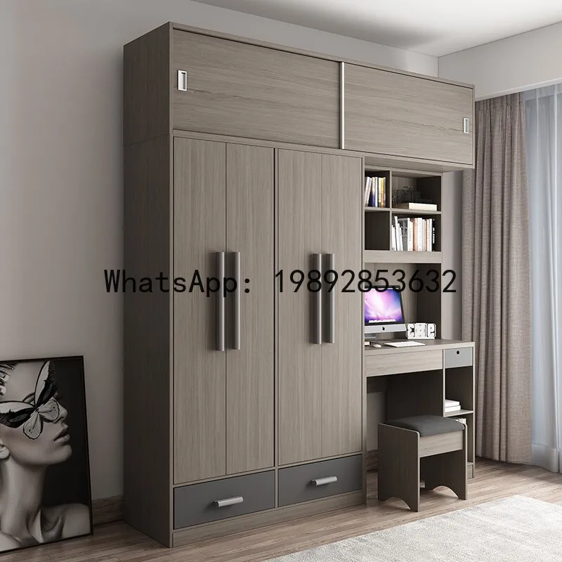 CZ Integrated Wardrobe Computer Desk Combination Bedroom Two-Door Three-Door Four-Door Dressing Table Desk Integrated Cabinet