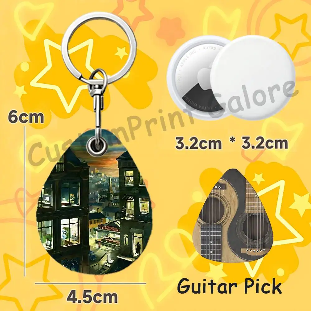 E-Edwardes H-Hopperes Art RFID NFC Payment Fob Easy To Carry Teardrop-Shaped Leather Card Holder Car Key Fob