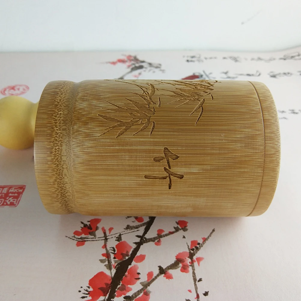 

Bamboo Carved Pen Holder Gel Storage Container Box Fine Workmanship Ink Brush Case