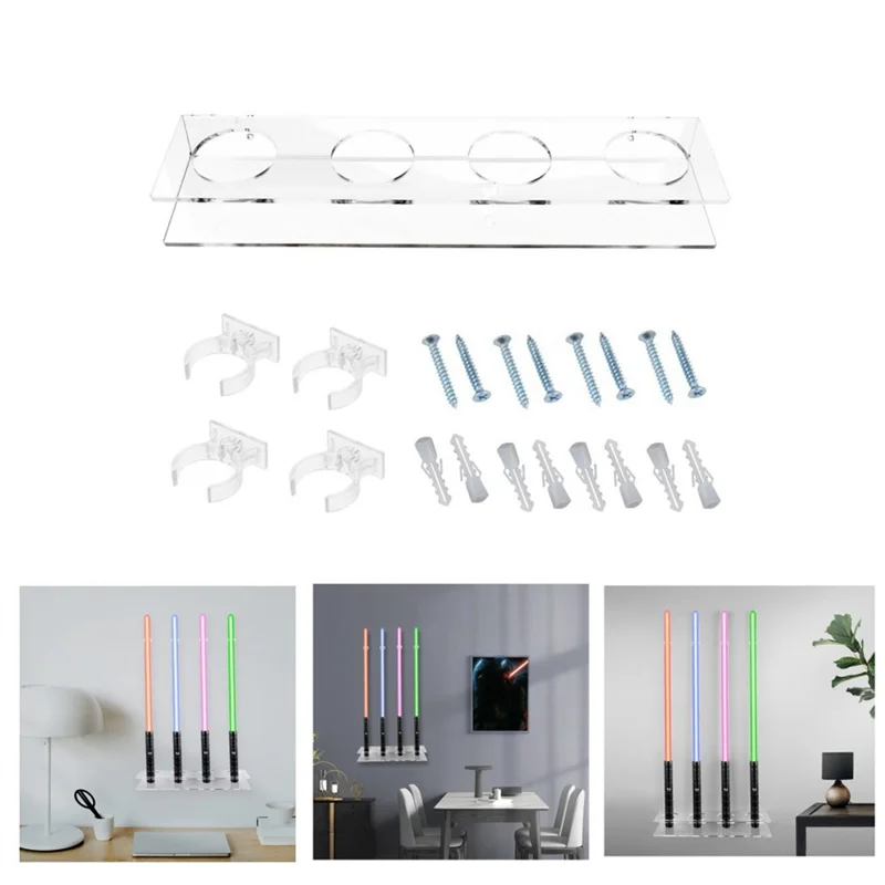 Acrílico Lightsaber Wall Mount Stand, Light Saber Display Rack, Suporte de parede para a maioria dos sabres de luz