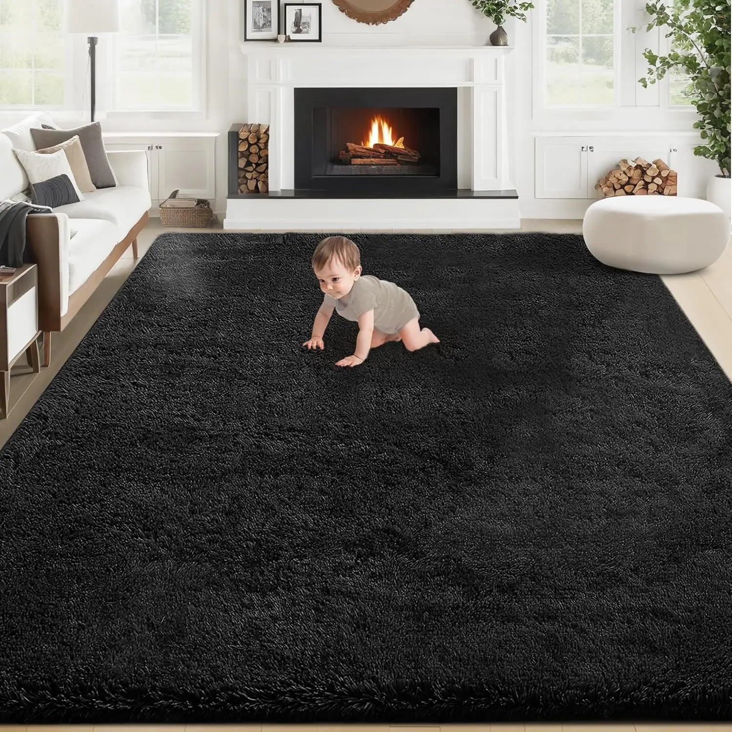 

Fluffy Shag Soft Washable Rug 8x10 for Living Room Bedroom Kids Playroom, Non-Slip Fuzzy Plush Indoor Carpet