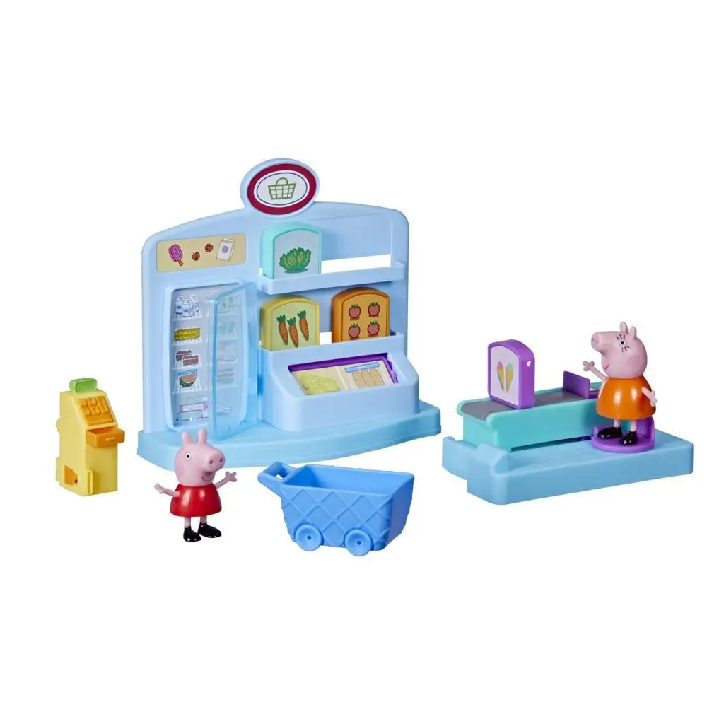 Peppa’s Adventures Peppa’s Supermarket Children Playset Preschool Toy Cartoon Animal Model Anime Action Figure Birthday Gift Toy