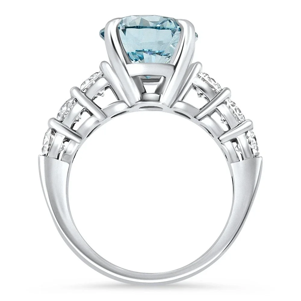 4CT Hauptstein, runder blauer Diamant, VS-VVS-Verlobungsring aus Platin 950, im Labor gezüchteter Diamantring für Damen, Jubiläumsgeschenk – Detail 9