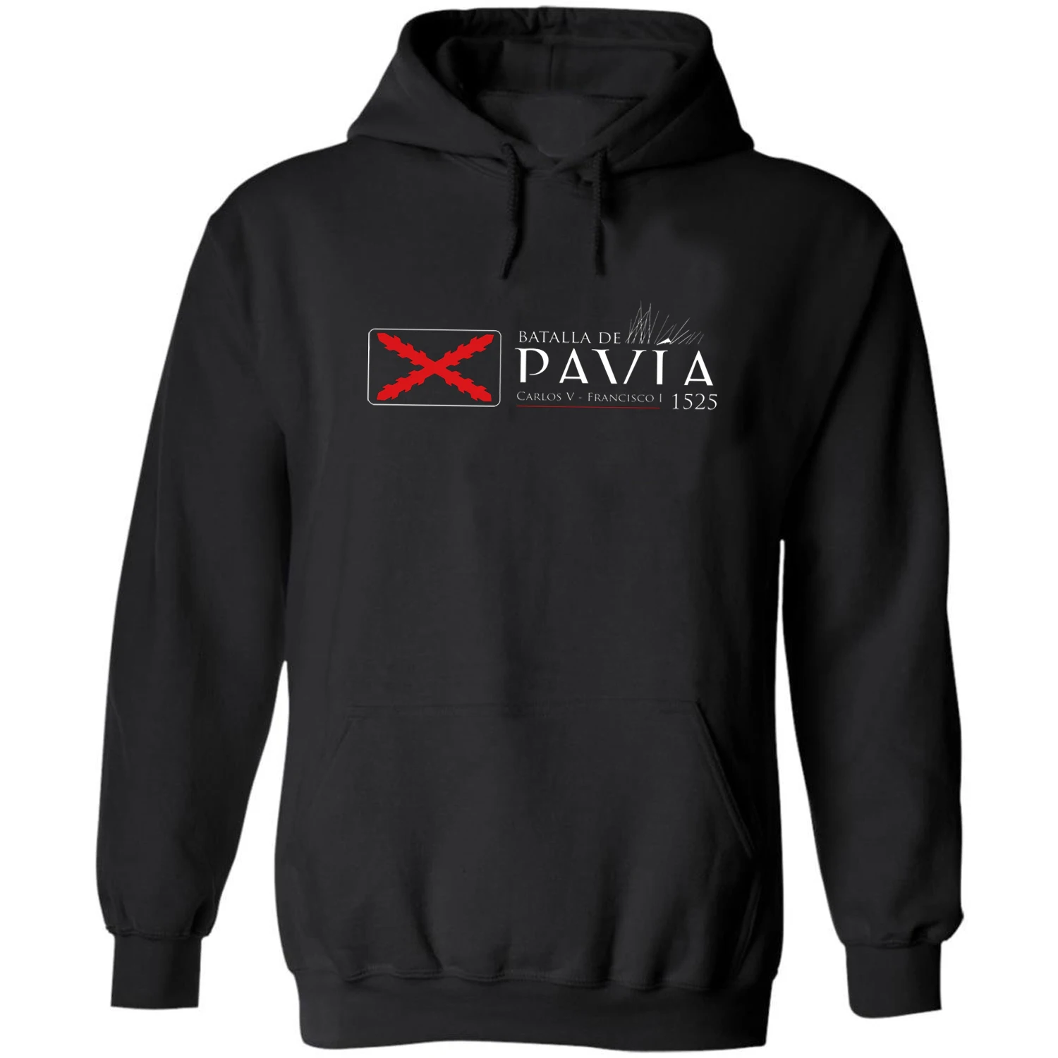 Battle of Pavia Burgundy Cross Spanish Tercio Pullover Hoodie 100% Cotton Comfortable Casual Mens Sweatshirt Fashion Streetwear