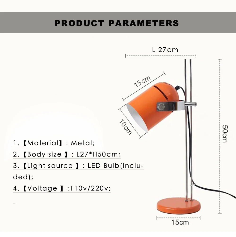 Green Orange Chrome Lamp LED Floor Lights Kid Bedroom Study Desk Lamp Design Living Room Decor Book Reading Orange Night Light