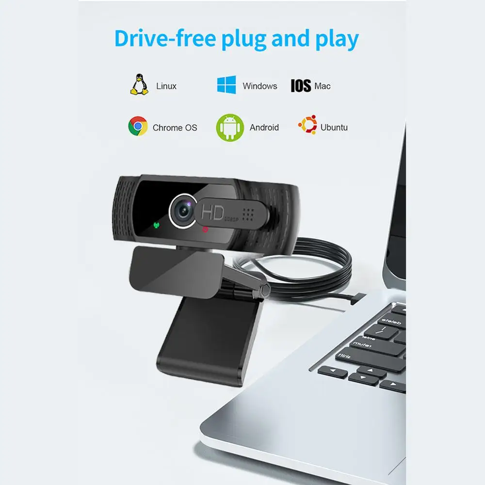 200만 화소 고화질 1080P USB 웹캠 풀 HD 웹캠 카메라 디지털 웹캠(마이크 포함) PC 컴퓨터 노트북 카메라용