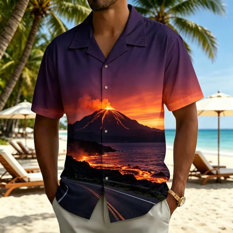 Men's Scenic Tropical Vacation Shirt Collection， for Summer Evenings, Dock Walks, Casual Hangouts and Relaxed Daily Style