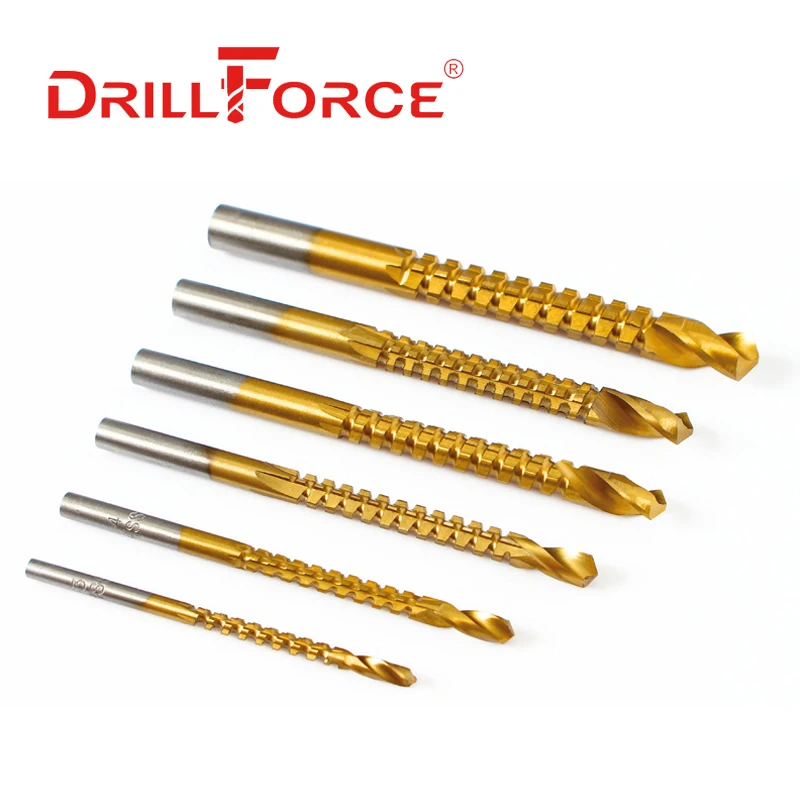 Drillforce 3/4/5/6/6.5/8Mm Set Mata Bor Gergaji HSS Sekrup Komposit Keran Tukang Kayu Plastik Logam Lubang Alat Grooving