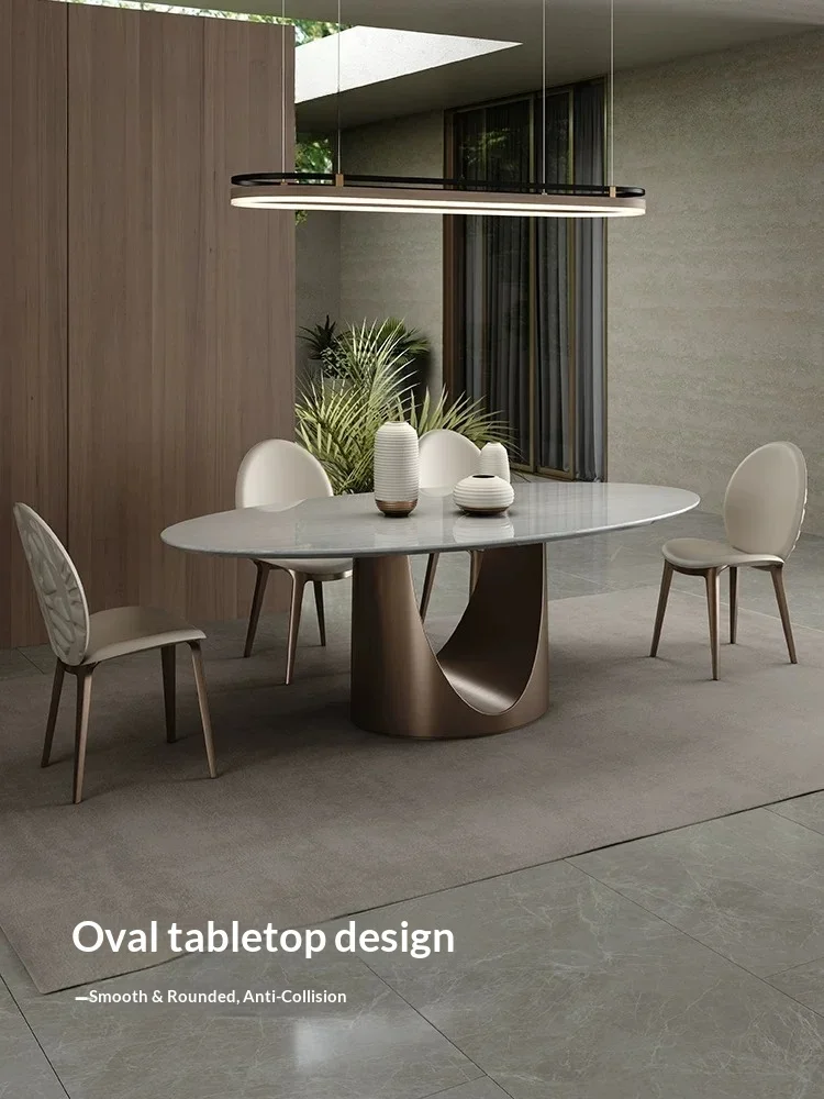 Luxury Any Size Custom Reinforced Corner Marble Dining Table Anti-collision Waterproof Anti Stain Wear Resistant Home Daily Use