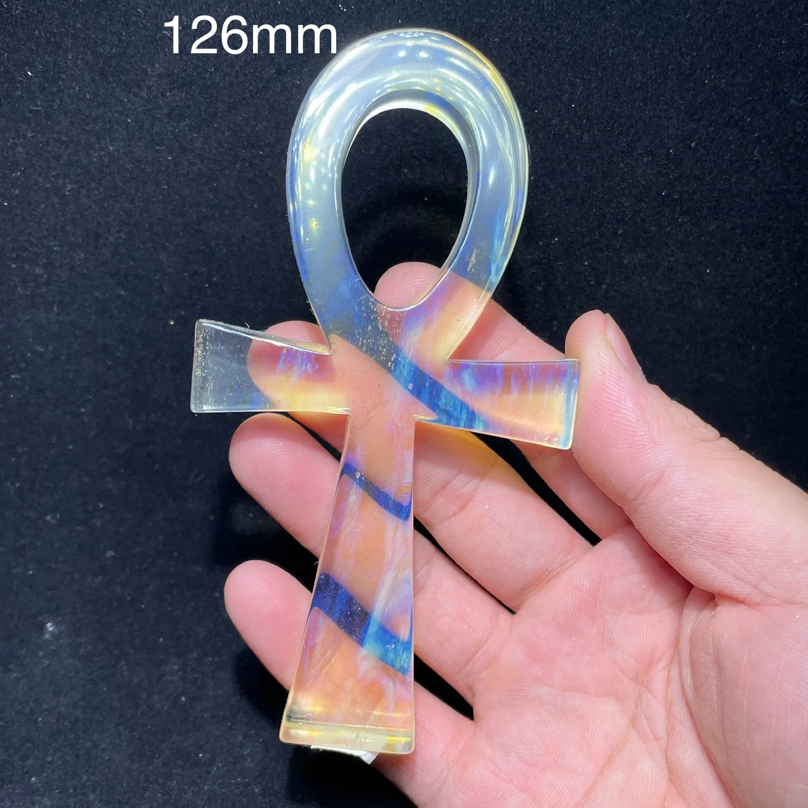 Red Smelting Stone Ankh Hand-carved Energy Yellow Cross Symbol Crafts Protection Healing Quartz Home Decor