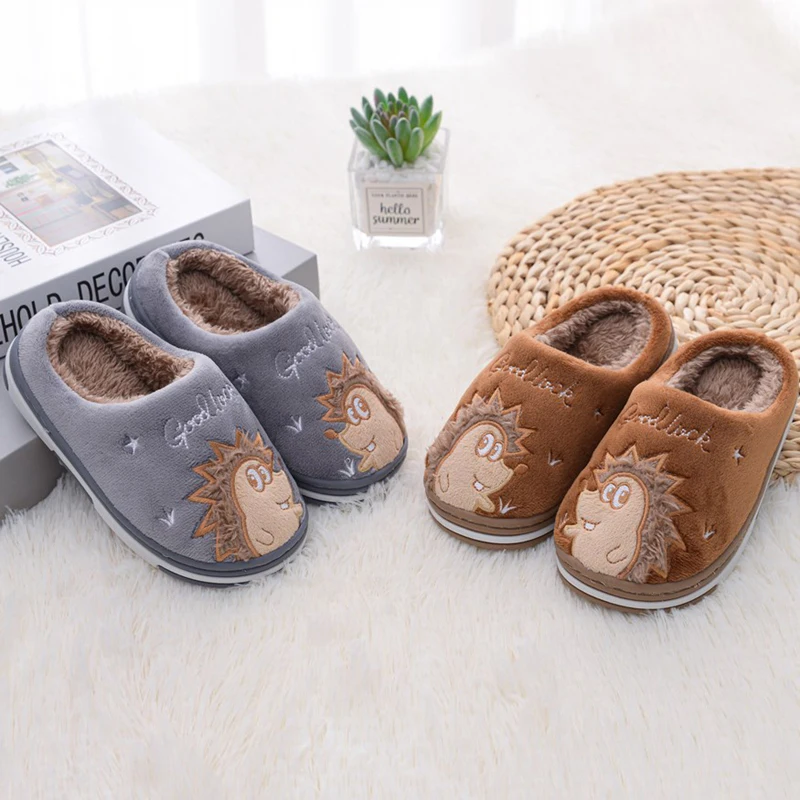 New Fashion Toddler Baby Boy Slippers Winter Warm Shoes Casual Gear Anti-slip Sole Loafers Cartoon Hedgehog Little Kids Footwear