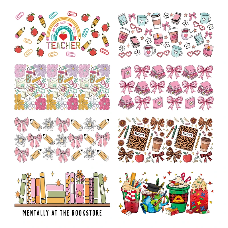 3D UV DTF Teacher Back To School Printed Transfers Stickers 16oz Cup Wraps For DIY Glass Ceramic Metal Leather Etc. D32685