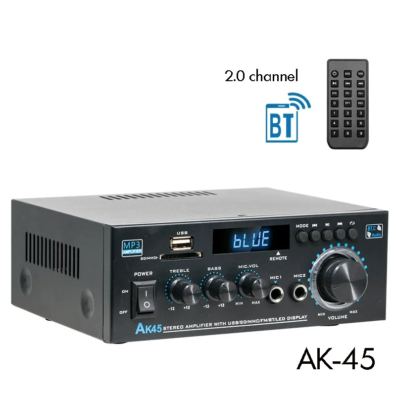 AK45 High-Power Digital Two-Channel Amplifier with Bluetooth U Disk Support for Audio Enhancements