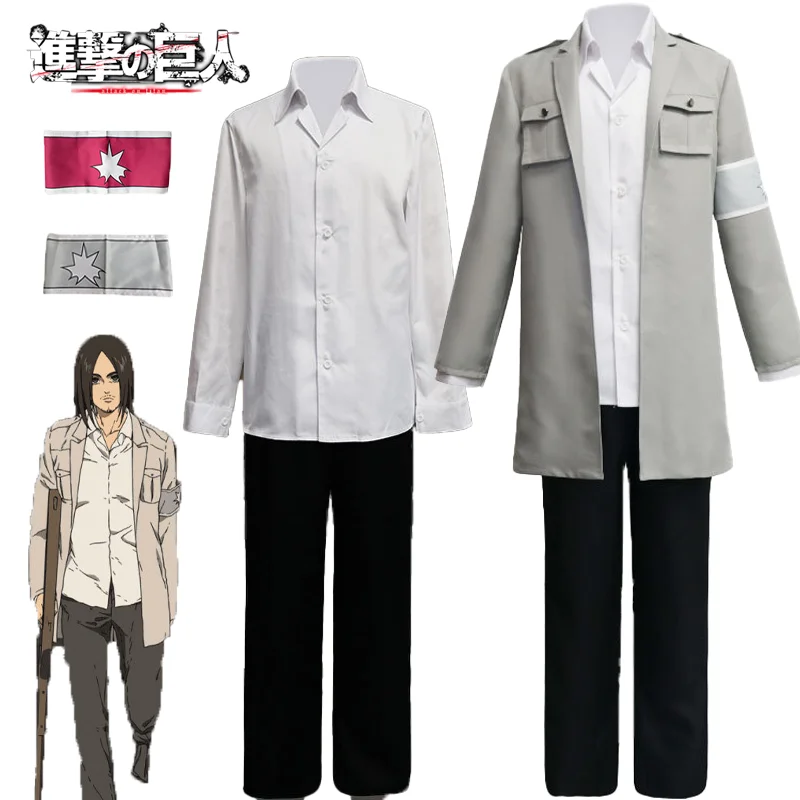 

Attack on Titan Eren Jaeger Cosplay Costume Coat Shirt Pant Outfit Halloween Carnival Party Role Play for Adult Men Uniform Suit