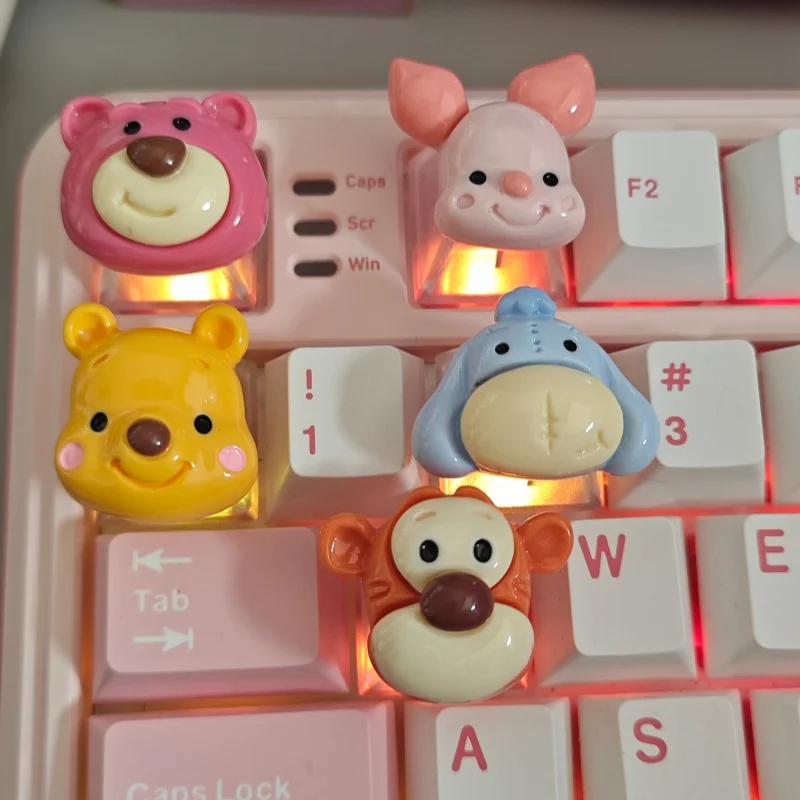ديزني بوه الدب الغريبة الكرتون لوحة المفاتيح الميكانيكية Keycap فتاة Eeyore Lotso Kawaii أنيمي الخنزير الصغير Keycap لعبة PBT لطيف Keycap هدية