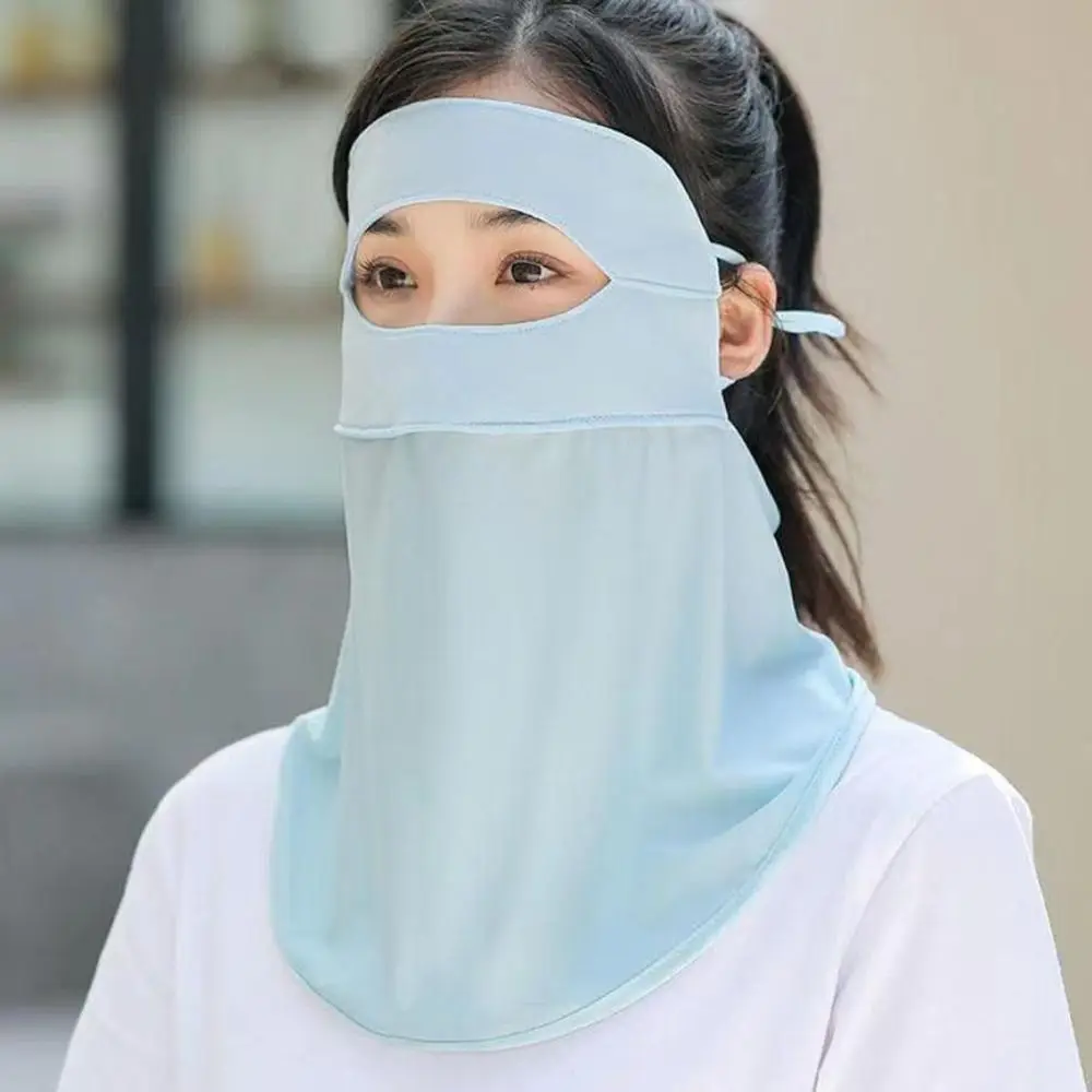 Ice Silk Mask Summer Breathable Mask Face Neck Shoulder UPF50+ Sunscreen Shawl Anti-UV UV Protection Long Veil Face Mask