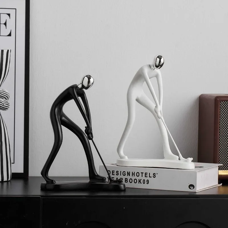 Modern Golf Abstract Sports Figure Ornament Study Entryway Craft Sculpture Golf Figure Sculpture Indoor Aesthetic Decoration