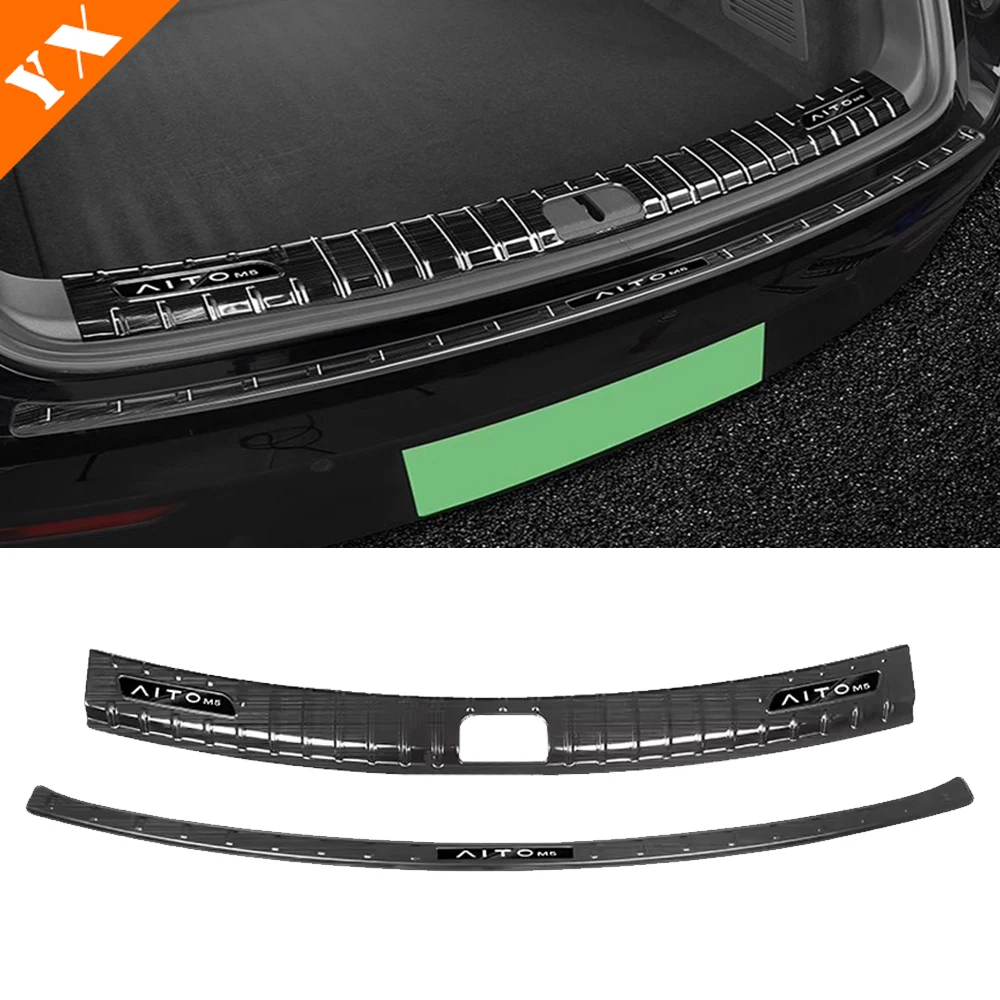 For Huawei Aito M5 2022-2023 Black Exterior Car Accessories Rear Trunk Protector Plate Anti Hit/Dust Sill Cover Stainless