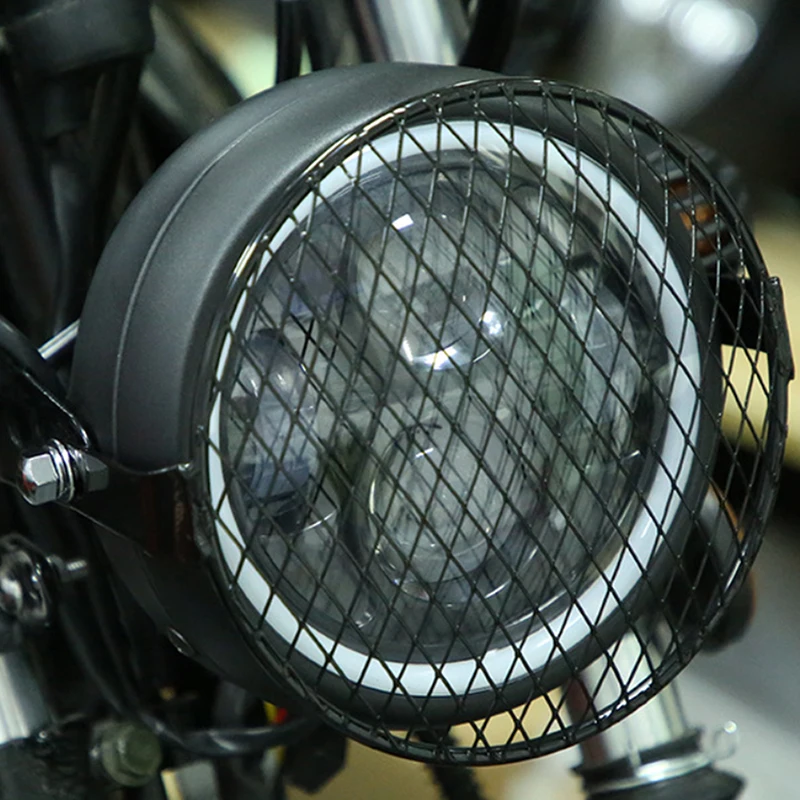 5.75inch Metal Motorcycle CG125 Modified: Headlight GN125 Cruiser Retro Light Grille Protective Ccover