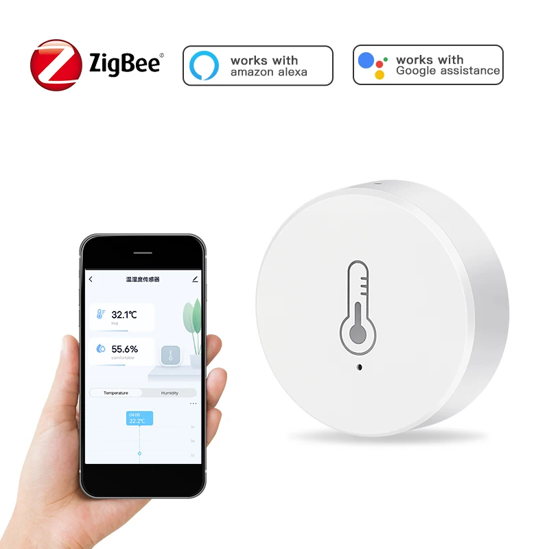 

RSH ZigBee Smart Temperature And Humidity Sensor Battery Powered Security Mini Thermometer Hygrometer With Tuya Smart Life App