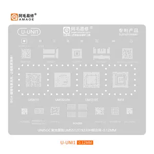 Bilashmart Amaoe U UNI1 BGA Reballing Solder Template Stencil UNISOC UIS8910/SR3595D/UMS9230H/UMS512T/UIS8910/R818/UMW2652/UMP510G5/254