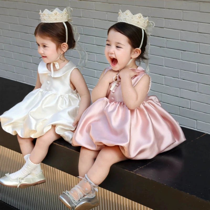 2026 Children Girls First BirthdayPrincess Tutu Flower Girl Wedding Gown Fashion Costume Dress Baby Kids Catch Week Party