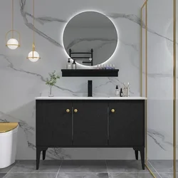 Luxury Solid Wood Bathroom Cabinet Bathroom Vanity With Light Mirror Simple Modern Floor Standing Toilet Sink Bathroom Furniture