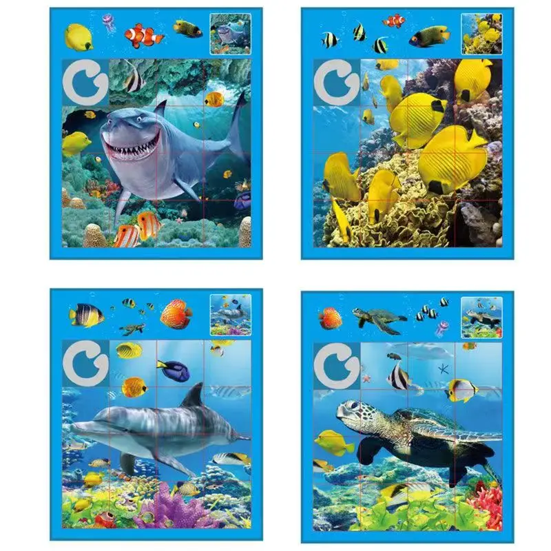 15 Puzzle Plastic Slide Number Puzzle Ocean Animal Puzzle Brain Teaser Game Educational Montessori Party Children Birthday Gift