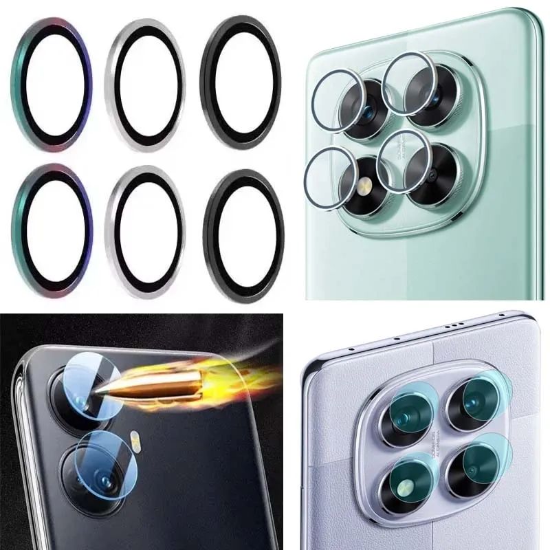 Tempered Glass Lens Protector for Redmi Note 14 Pro Camera Cover Cap Colorful Metal Transparent Glass Anti Break Hard Film