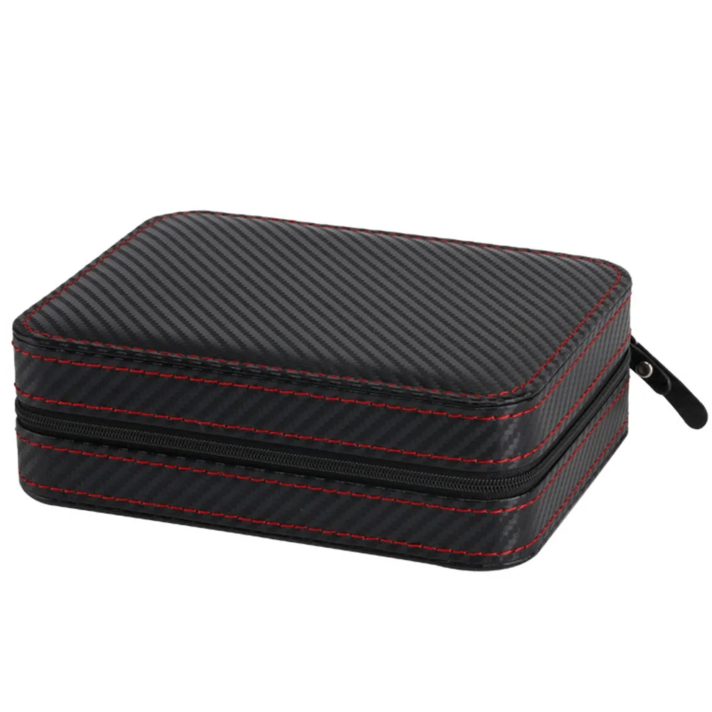 

4 Slot PU Watch Box Luxury Carbon Fiber Portable Zipper Travel Display Storage Organizer Case Watch Box