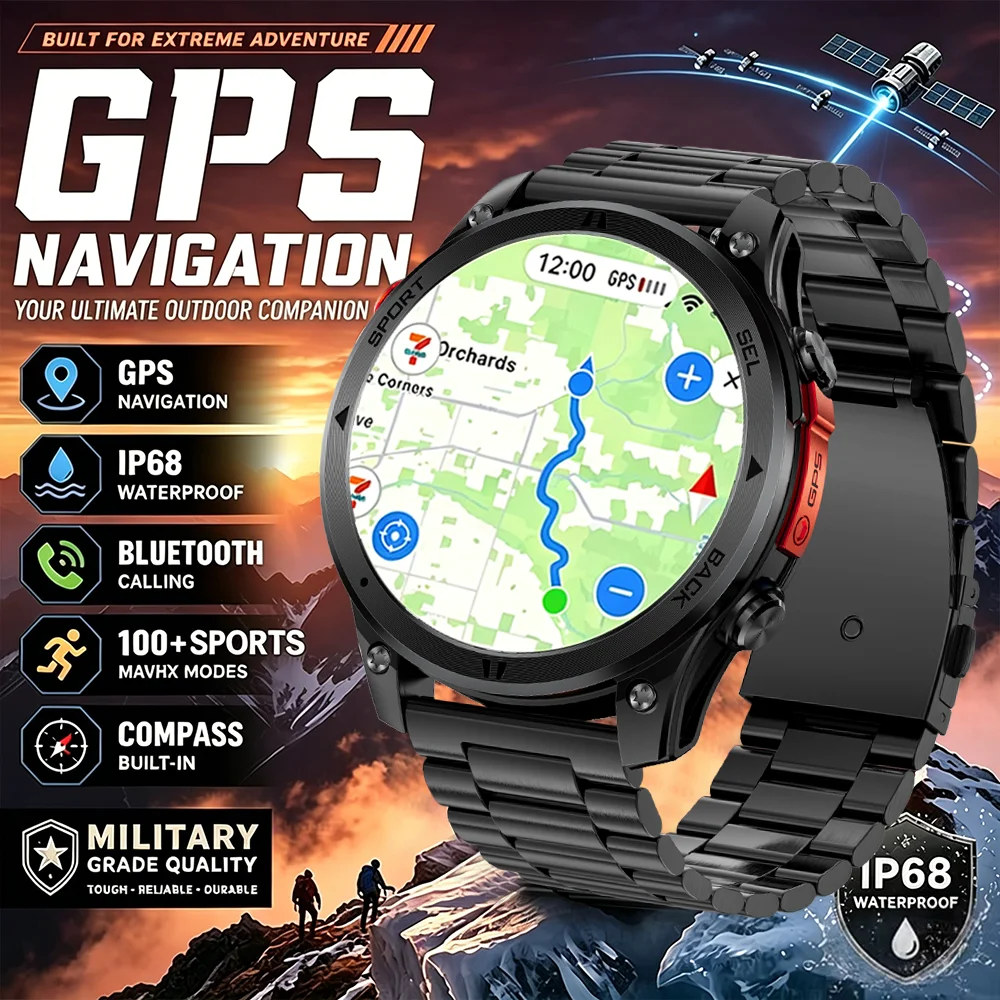 2026 New Smart Watch Bluetooth Call 1000mAh Large Battery Sport Heart Rate 1.7" Military Outdoor Men Smartwatch For Android IOS