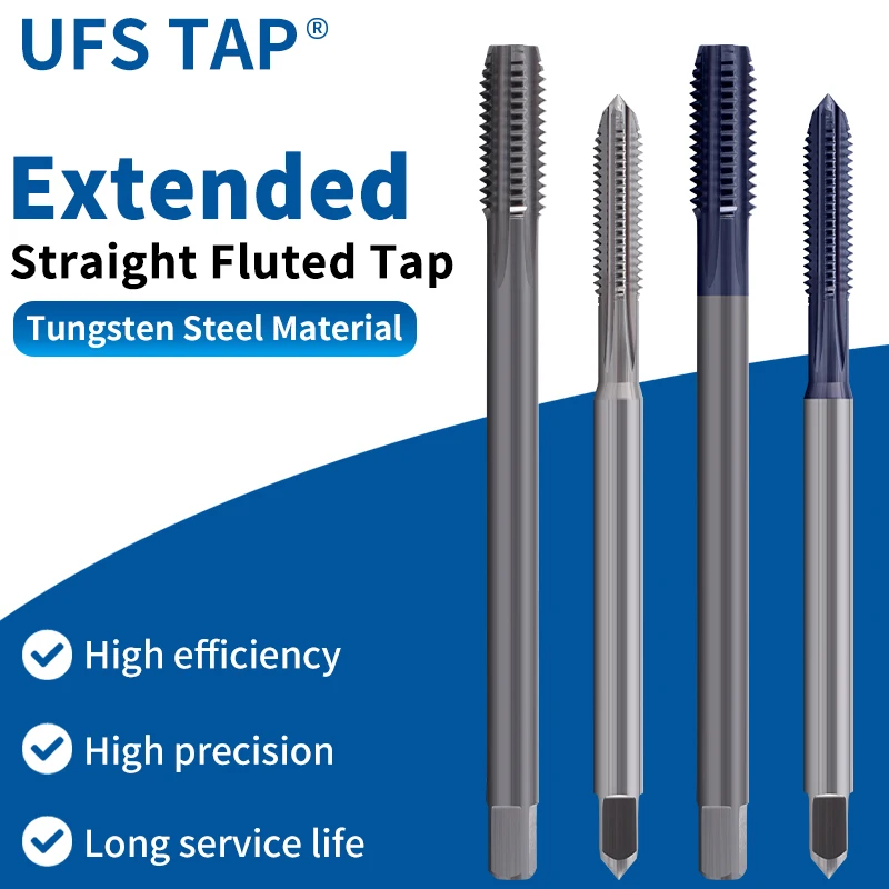 

UFS TAP Lengthen HT M3-M18x80L90L100L110L Carbide Tungsten Steel Tap JIS Standard White/TICN Coating Straight Fluted Tap HandTap