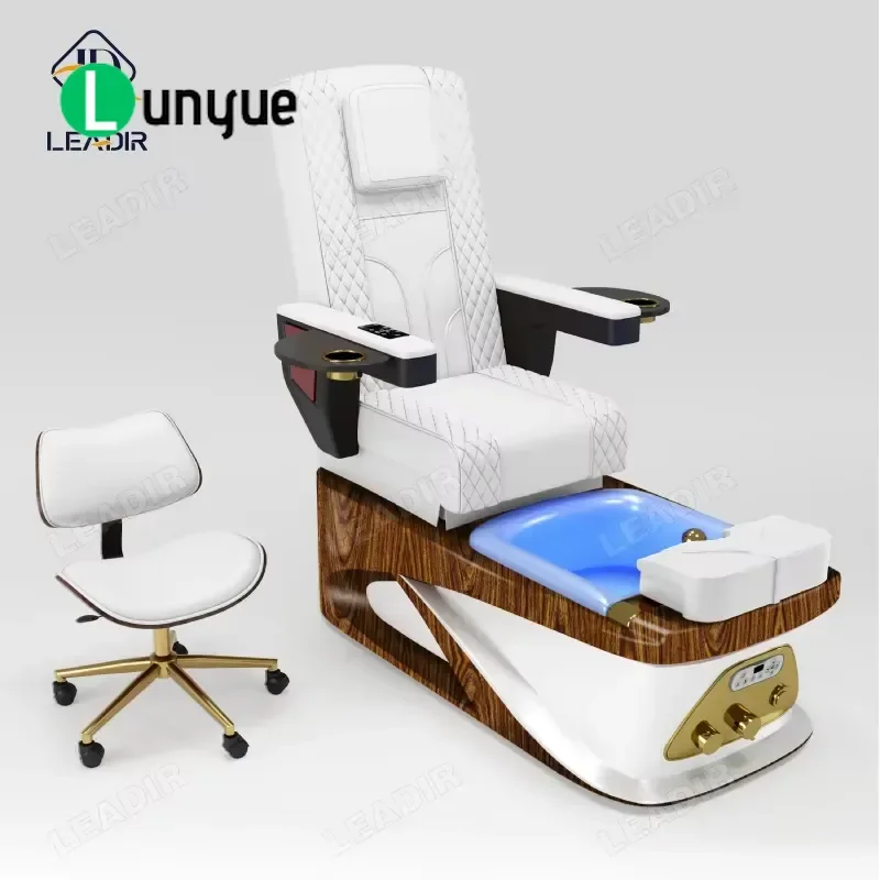 Luxury Electric Pedicure Chair Leather Foot Spa Furniture Modern LED Light Lounge Chair for Nail Beauty Shop Equipment