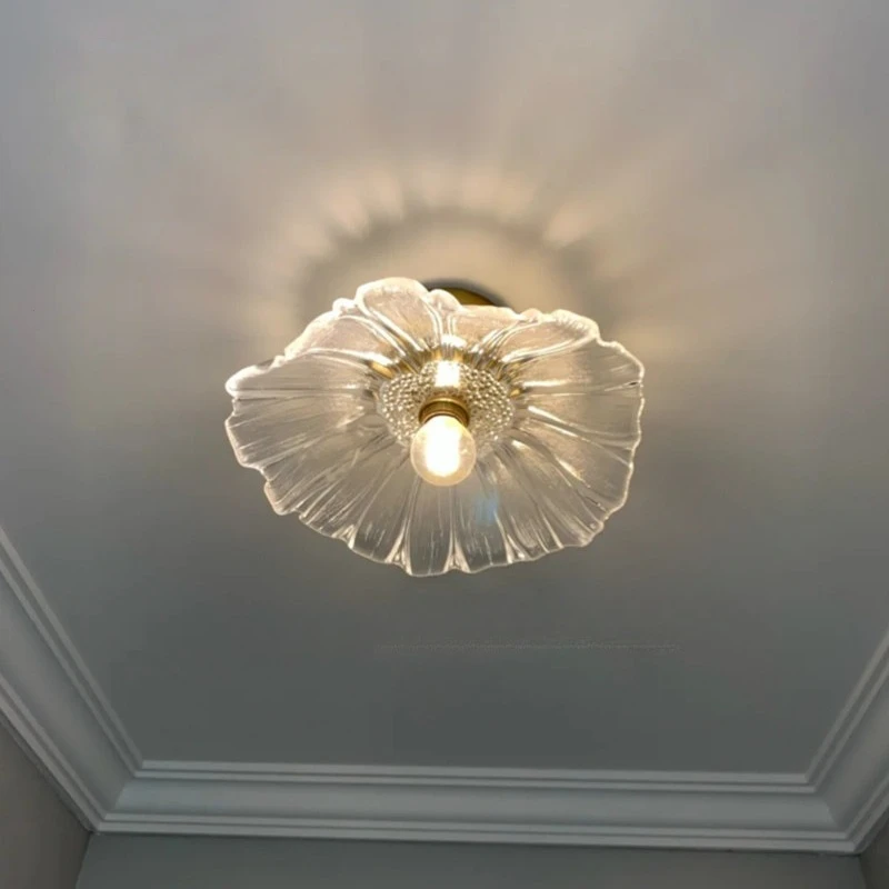 

Special LED Simple Lotus Leaf Glass Ceiling Light Hallway Corridor Light Warm Light Retro Living Room Interior Decorative Lamp