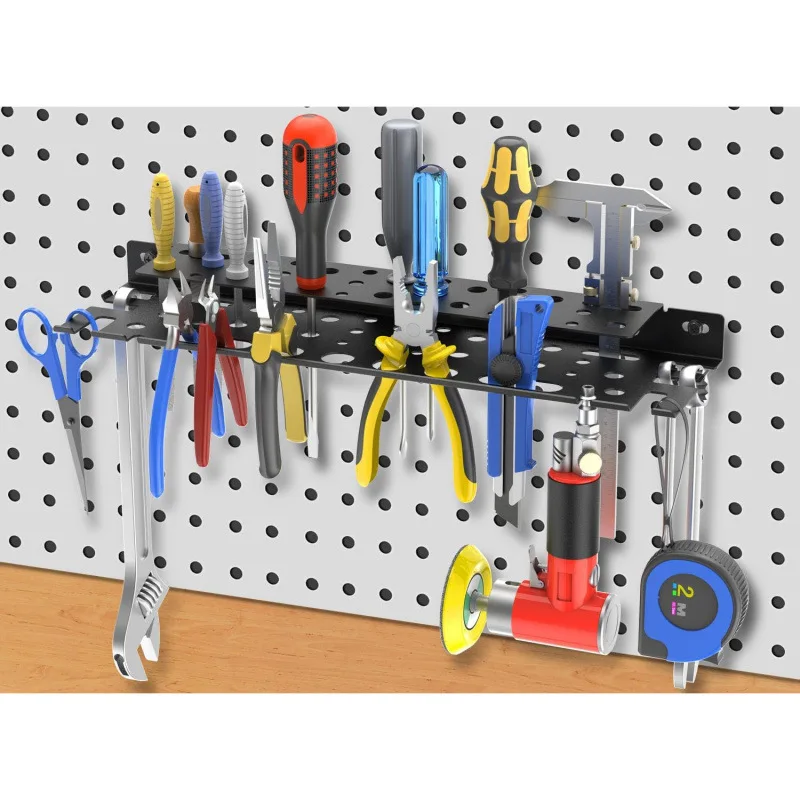 New wall-mounted tool storage rack with metal screwdriver holder, pliers holder, and equipped with pneumatic tool hanger.