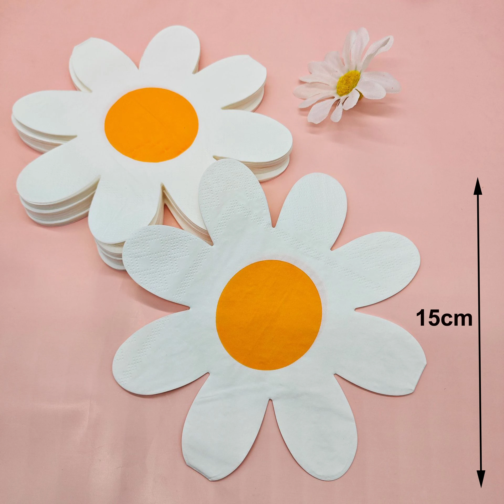 20-100 stücke Blume Papier Servietten Einweg Gänseblümchen Rosa Blume Papier Servietten Baby Dusche Geburtstag Party Geschirr Dekor Liefert – Detail 3