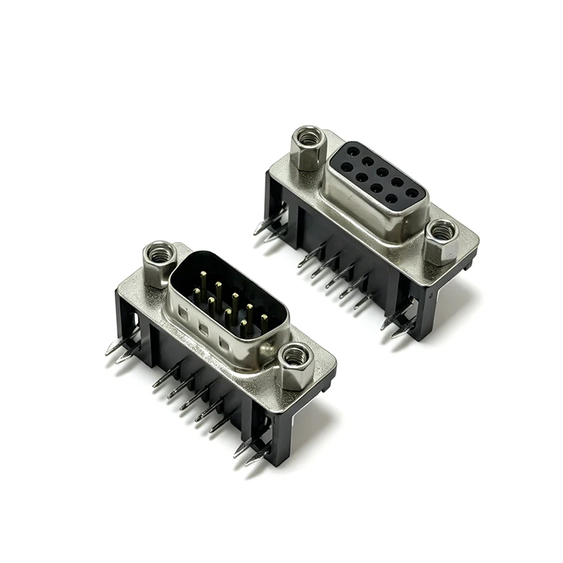 5PCS DB9 Female Male PCB Mount D-Sub 9Pin PCB Connector RS232 Connector 90-degree Bent Needle DR9