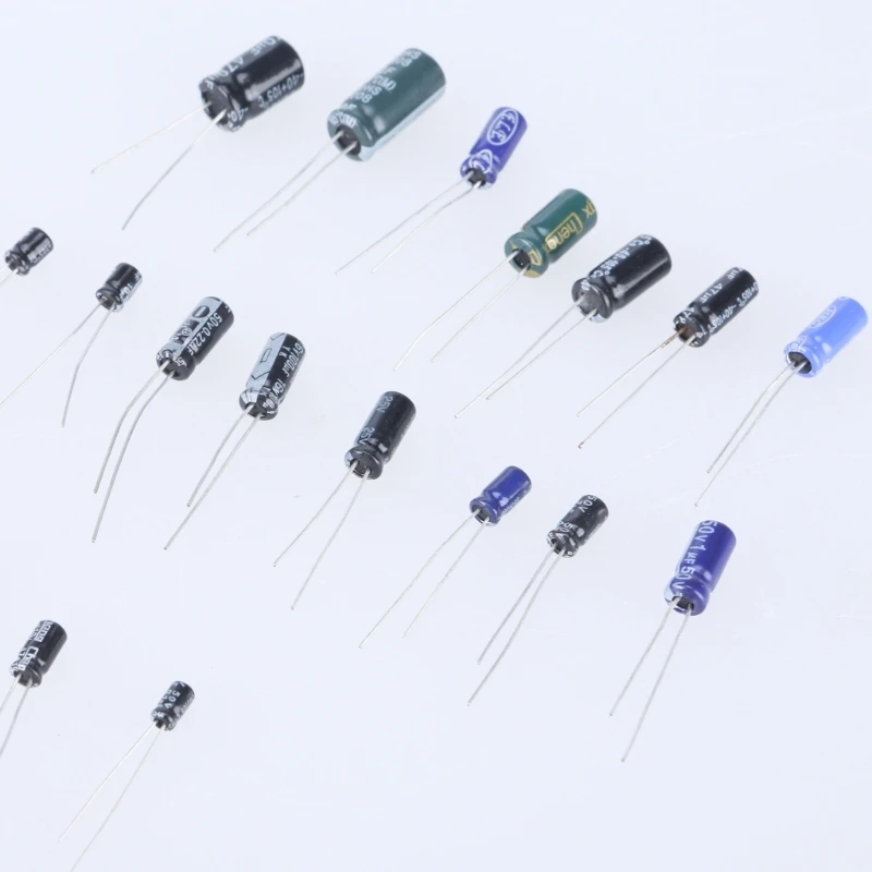 500pcs Electrolytic Capacitor Collection with Storage Box Aluminum Electrolytic Capacitors for Electrical Circuit Repair