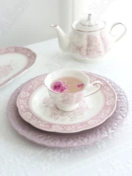 French Purple Neverland Ceramic Plates and Bowls Vintage Relief Pasta Dinner Plates Rice Bowl Serving Tray Nordic Home Tableware