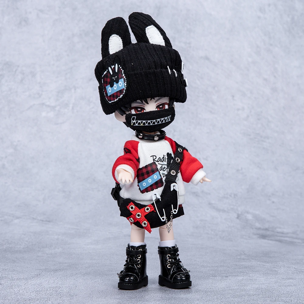 ชุดกระต่ายสไตล์ดาร์คสำหรับตุ๊กตา Ob11, Molly, Obitsu 11, 1/12 Bjd