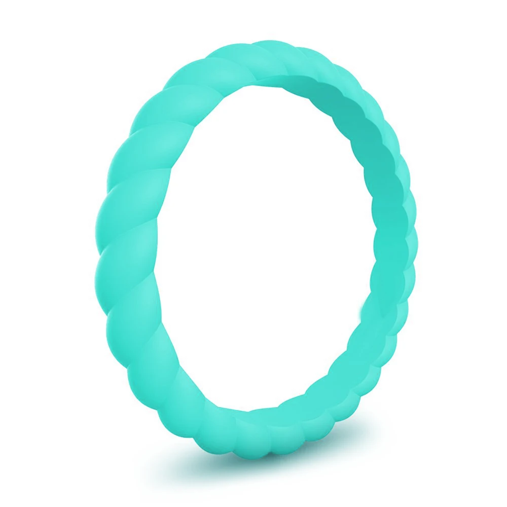 Soft and comfortable pair ring Fried Dough Twists silicone ring tricolor wedding ring