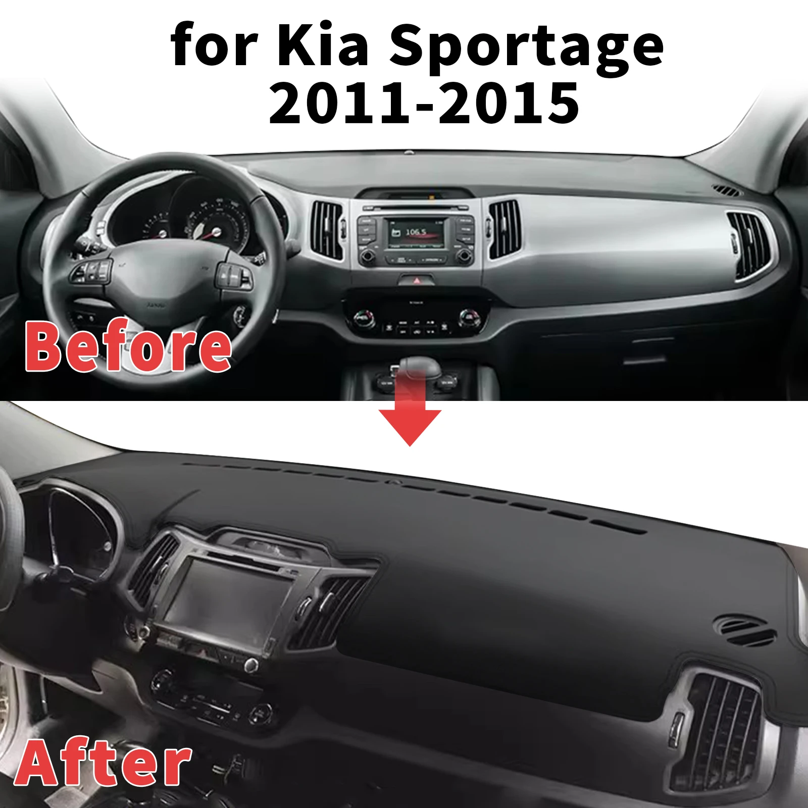

for Kia Sportage R SL 2015-2011 3rd Dashboard Cover Sun Shade Protector Dashmat Anti-Glare UV Block Carpet Mat Dash Mat