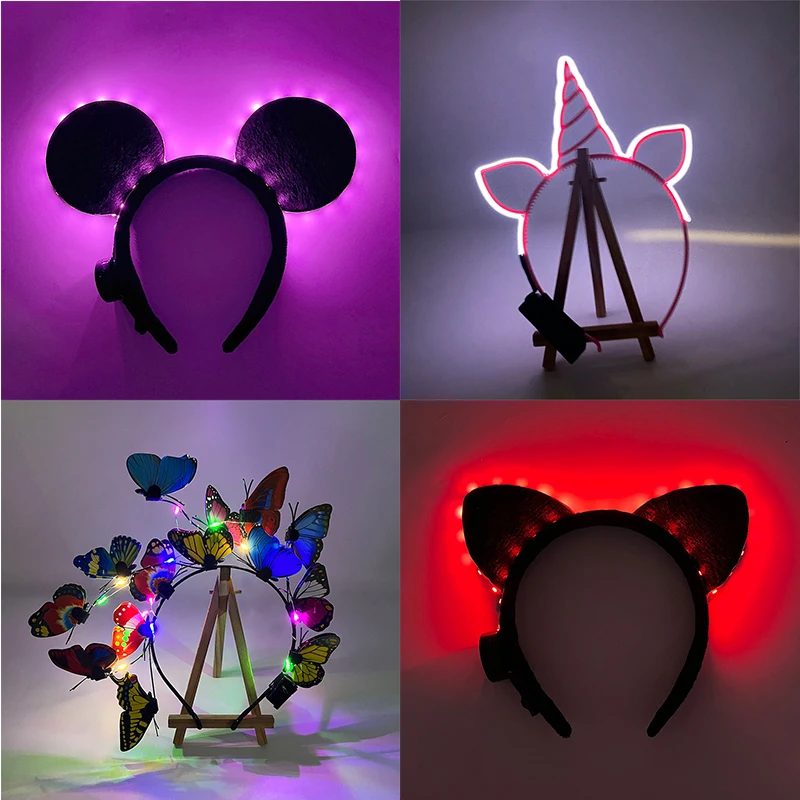 

LED Cat Ear Headband Wedding Concert Masquerade Festival Party women supplies Mouse headband Cosplay Cat Light Up Headband